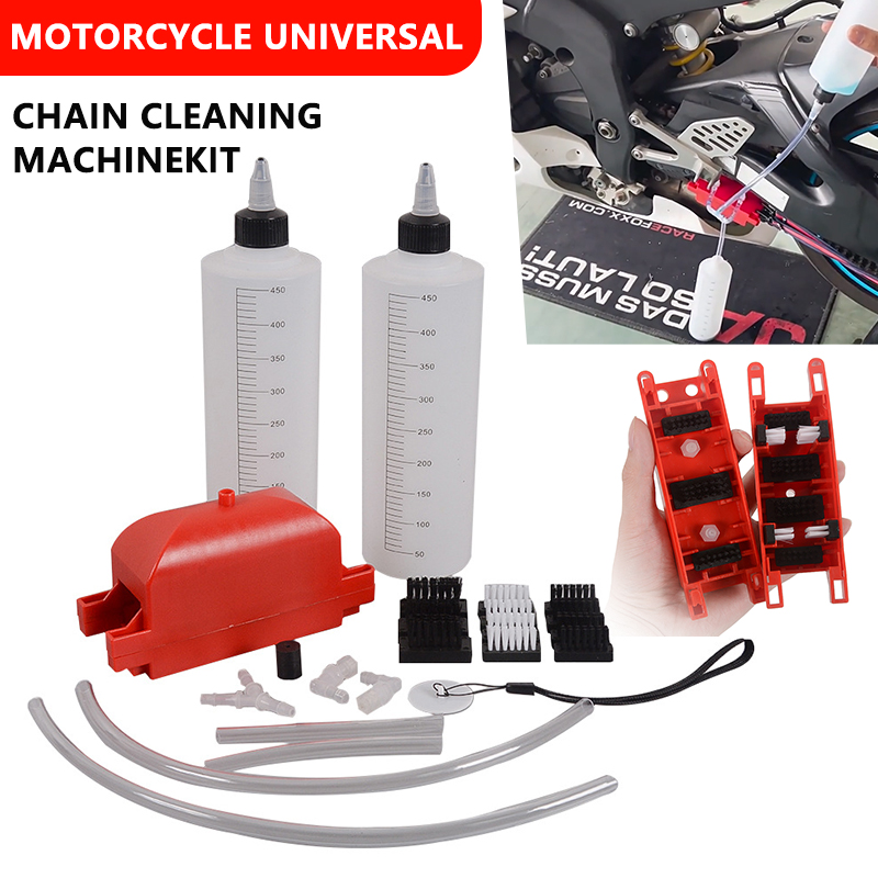 Motorcycle Gear Clearance - Kettenreinigungsset mit Bürste und Getriebewaschgerät für