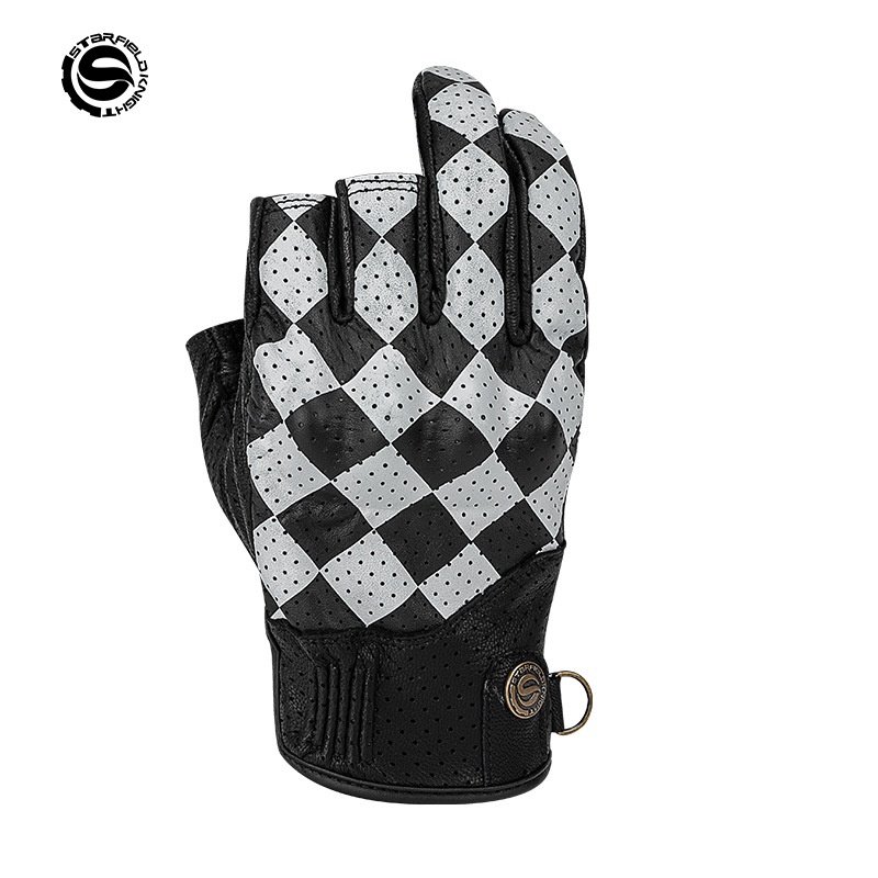 Motorcycle Gear White - STAR FIELD KNIGHT SKG-566 Sommer-Motorrad-Halbfingerhandschuhe für