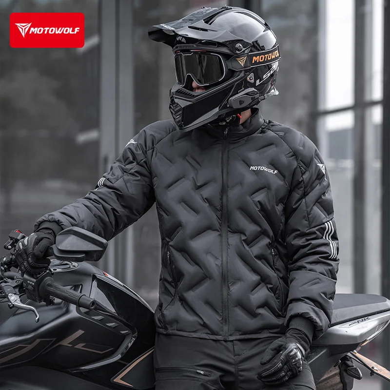 Motorcycle Gear White - Motorrad-Daunenjacke, Winter, wasserdicht, weiße Entendaunenjacke mit