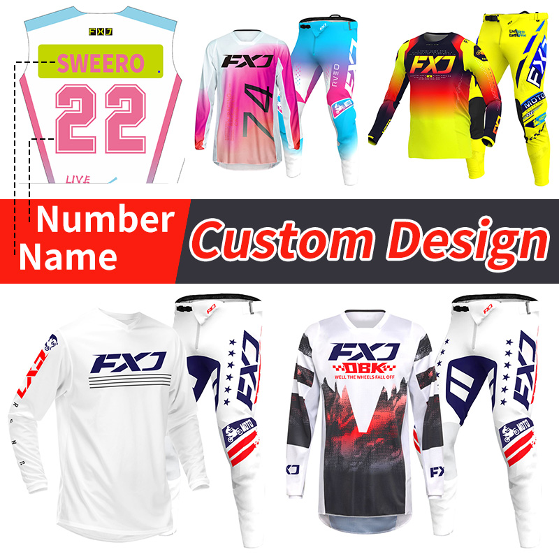 Motorcycle Gear White - Offroad-Motorrad-Trikot und -Hose für Erwachsene Weiß