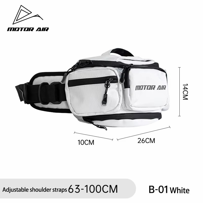 Motorcycle Gear White - Motor-Air Weiße Motorrad- und Fahrrad-Hüfttasche, Brusttasche,