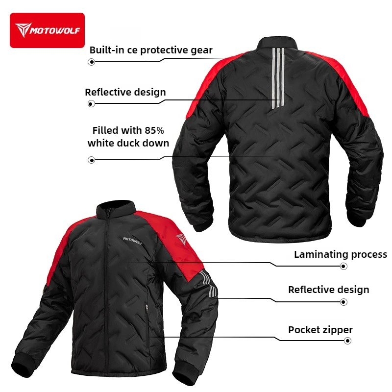 Motorrad-Daunenjacke, Winter,  – Motorcycle Gear White Bewertung und Preis